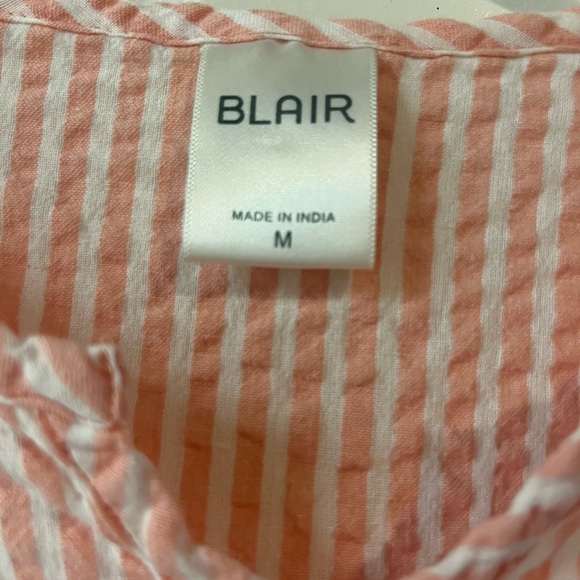 Spring Pink And White Stripe Blouse Seerucker-like Material Size Medium - Blair - Picture 2 of 8
